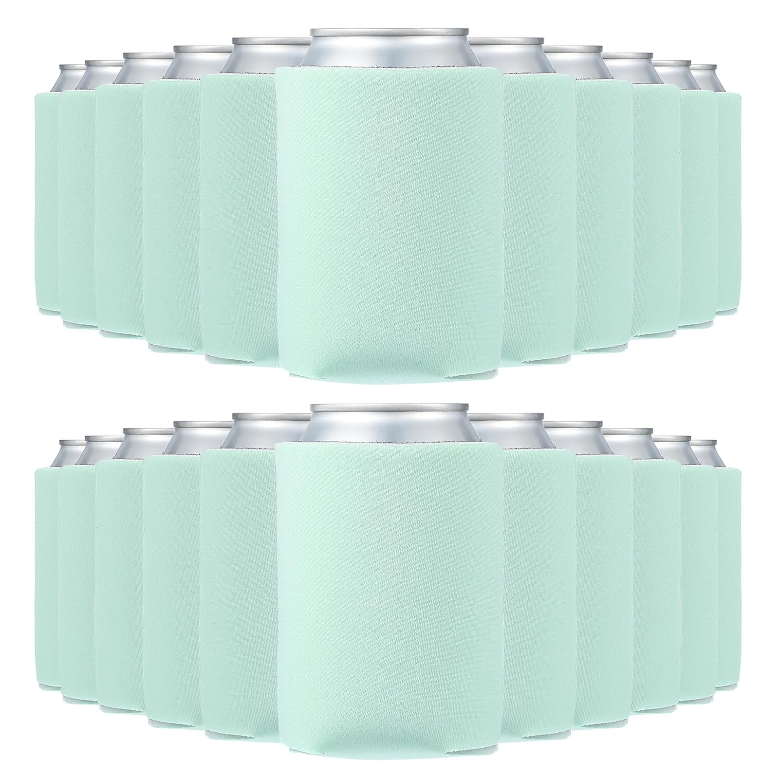 PATIKIL Blank Beer Can Cooler Sleeves, 50Pcs Plain Bulk Collapsible Bottle Sleeve Insulated Foam Can Cover for 10oz Bottle Can Wedding Party Events HTV Sublimation, Mint Green