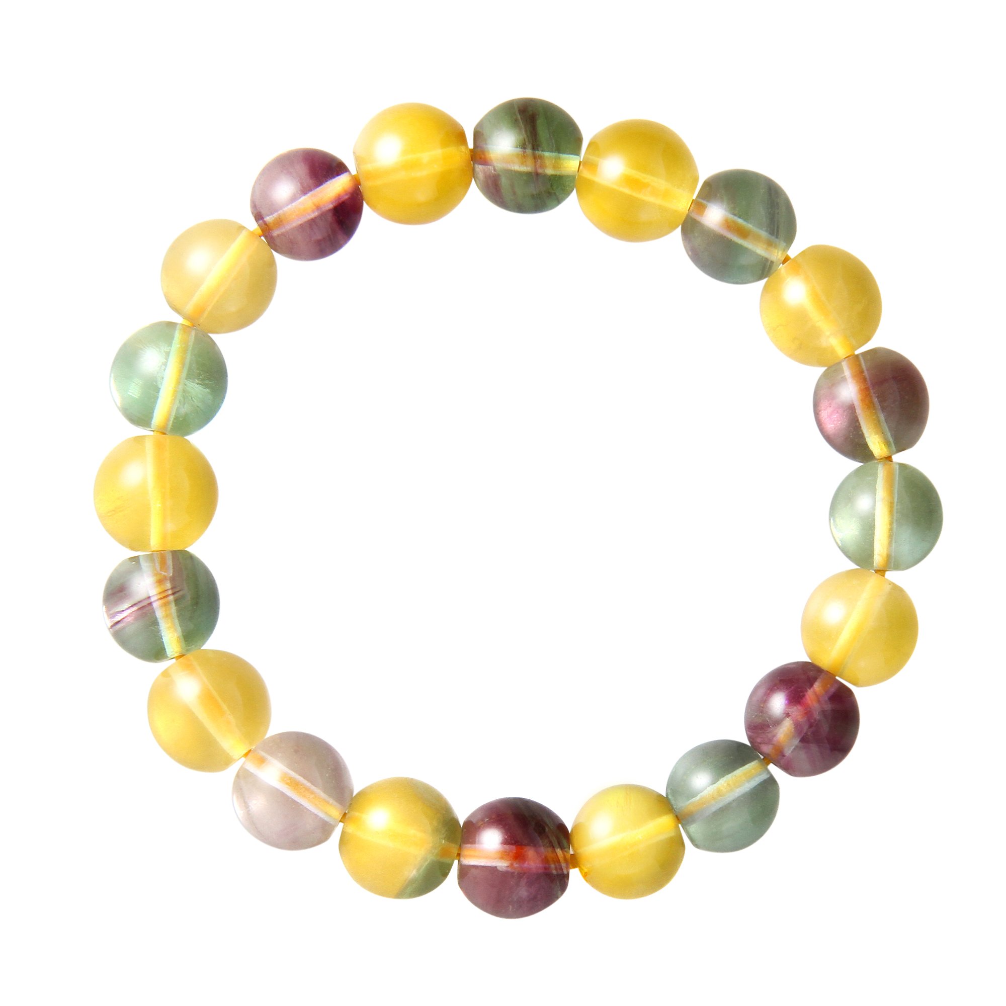 Franki Baker Natural Multi Coloured Fluorite Gemstone Expanding Beaded Bracelet. One Size