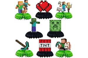 NKEM VERSAINSECT ixel Honeycomb Centerpieces Party Supplies for Game Theme Birthday Party Decorations, Double Sided Pixel Theme Table Decor Video Game Party Favors for Fans Kids Boys