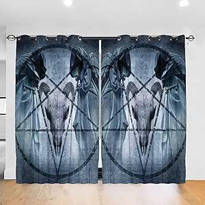 N / A Pentagram Cabra Calavera Diablo Sueño Cortinas Opacas Cortinas de
