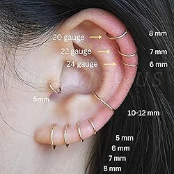 LUCKYJEWUS 5mm Gold Cartilage Nose Helix Tragus