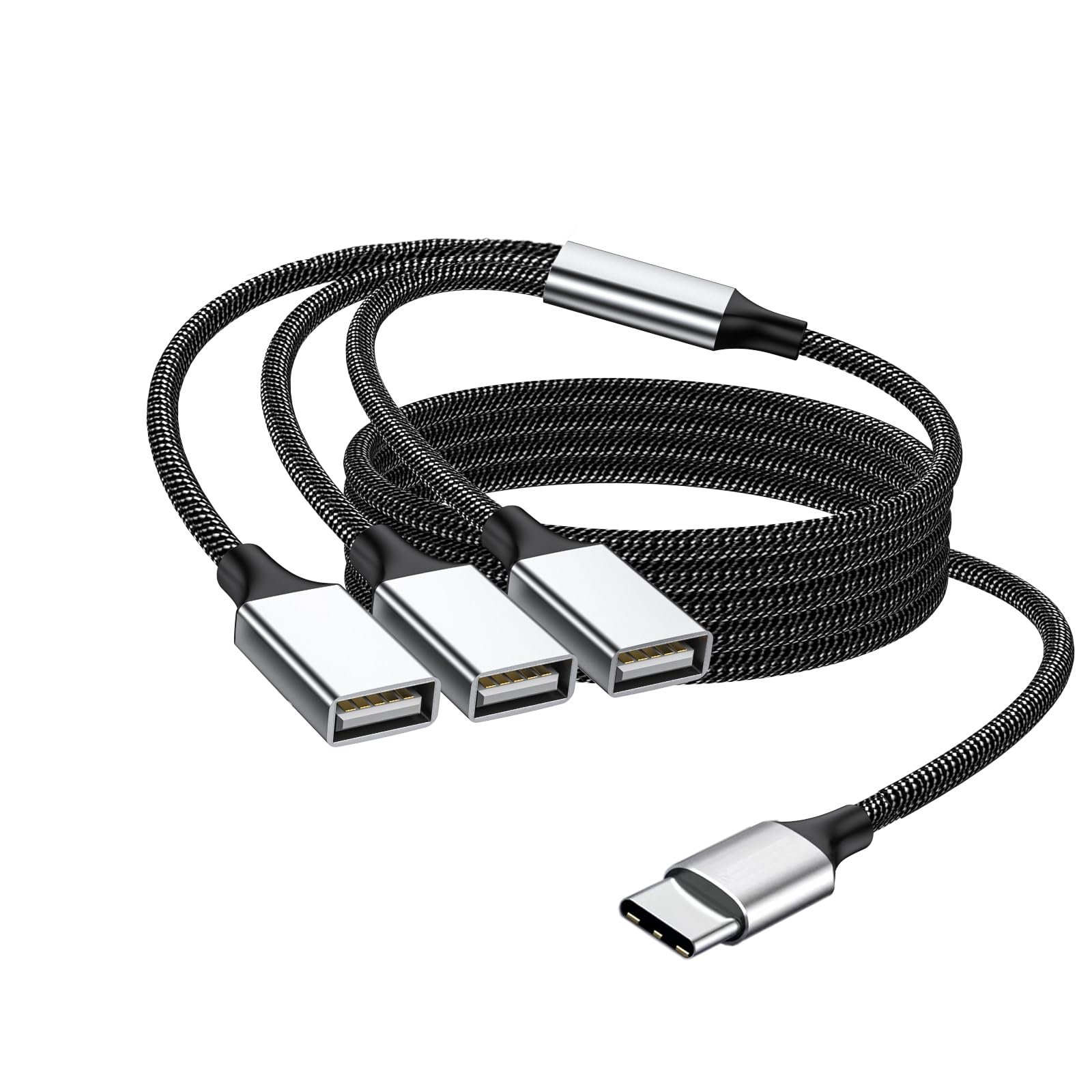 USB C to Triple USB Cable Splitter 3.3Ft,USB C Male
