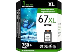 67XL Black Ink Cartridges Compatible for HP 67 Ink Cartridges Black Cartouche Encre for HP 67 Work with DeskJet 2855e 2827e 2
