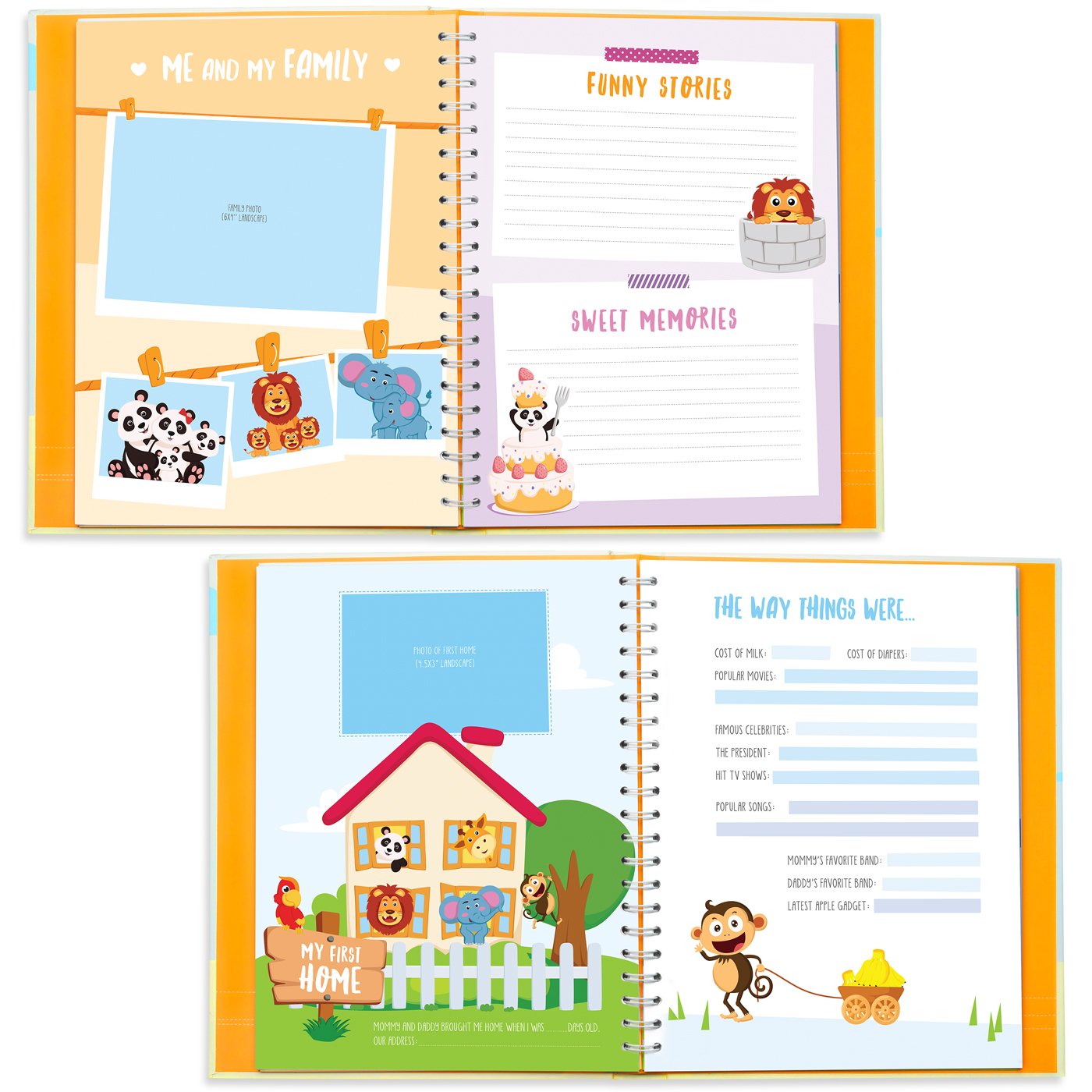 KiddosArt Baby Memory Book. Keepsake Journal, Scrapbook, Photo Album. Record Your Girl or Boy Memories and Milestones of The First 5 Years on 72 Beautiful Pages. 12 Monthly Stickers Included. : Baby