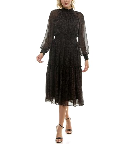 Taylor Dresses Elbow Sleeve V-Neck Waist Tie Solid High-Low A-Line Chiffon Dress, Ginger, 2 : Clothing, Shoes & Jewelry
