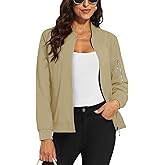 MAGCOMSEN Women's Casual Jacket Lightweight Bomber Jackets 5 Pockets Windbreaker Zip-up Spring Fall Outerwear