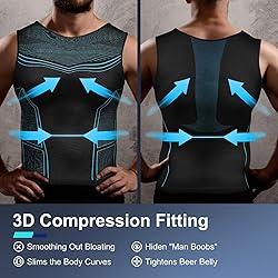 Odoland 3 Pack Men Compression Shirt, Tummy Control