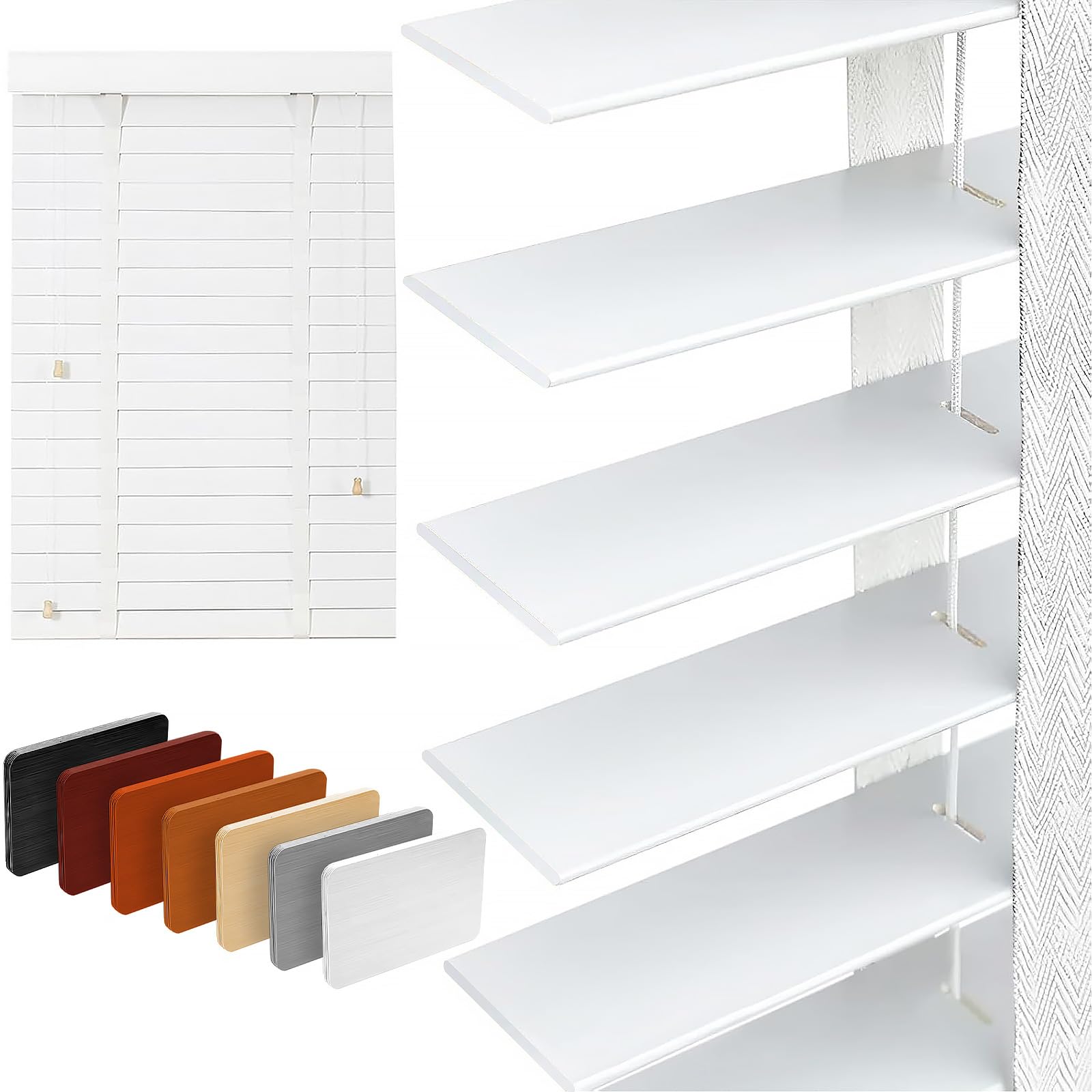 Photo 1 of 2" Slats Wood Blinds for Indoor Windows: Solid Wooden Blackout Blinds & Shades,Black Out Privacy Horizontal Blinds for Home Bedroom Bathroom Living Room Windows 22.5" WX48 H White