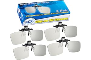 EDIMENSIONAL ED Cinema Clip-On 3D Glasses 4 Pack for LG 3D TVs - Adult Sized Passive Circular Polarized 3D Glasses