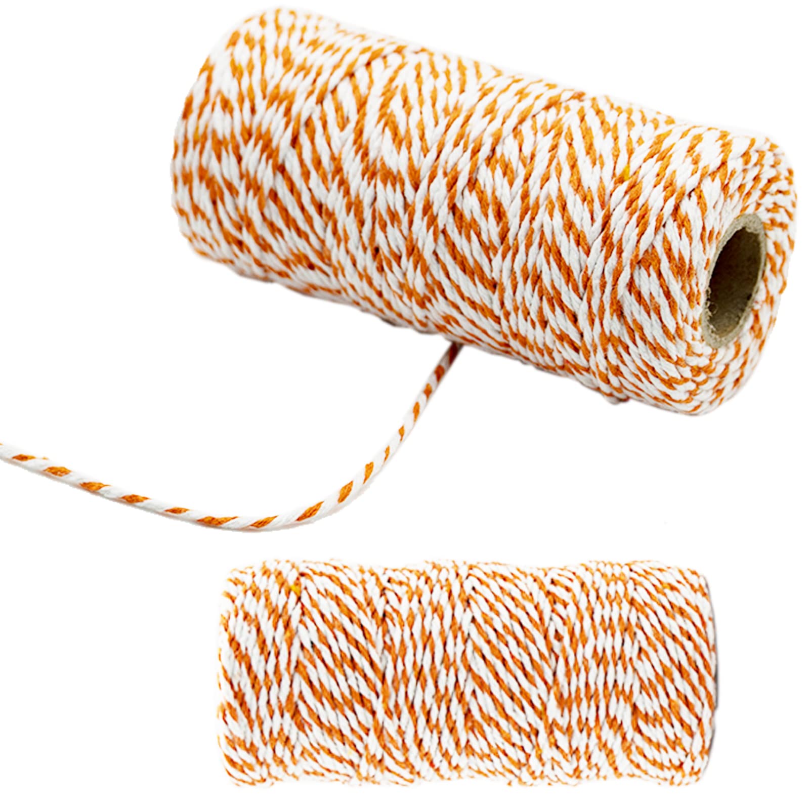 100M Dark Orange and White DIY Crafts Cotton Twine String, 1.5mm Coloured Craft Cord for DIY Crafts, Handmade Arts, Knitting,Wall Hanging,Gardening and Gift Wrapping