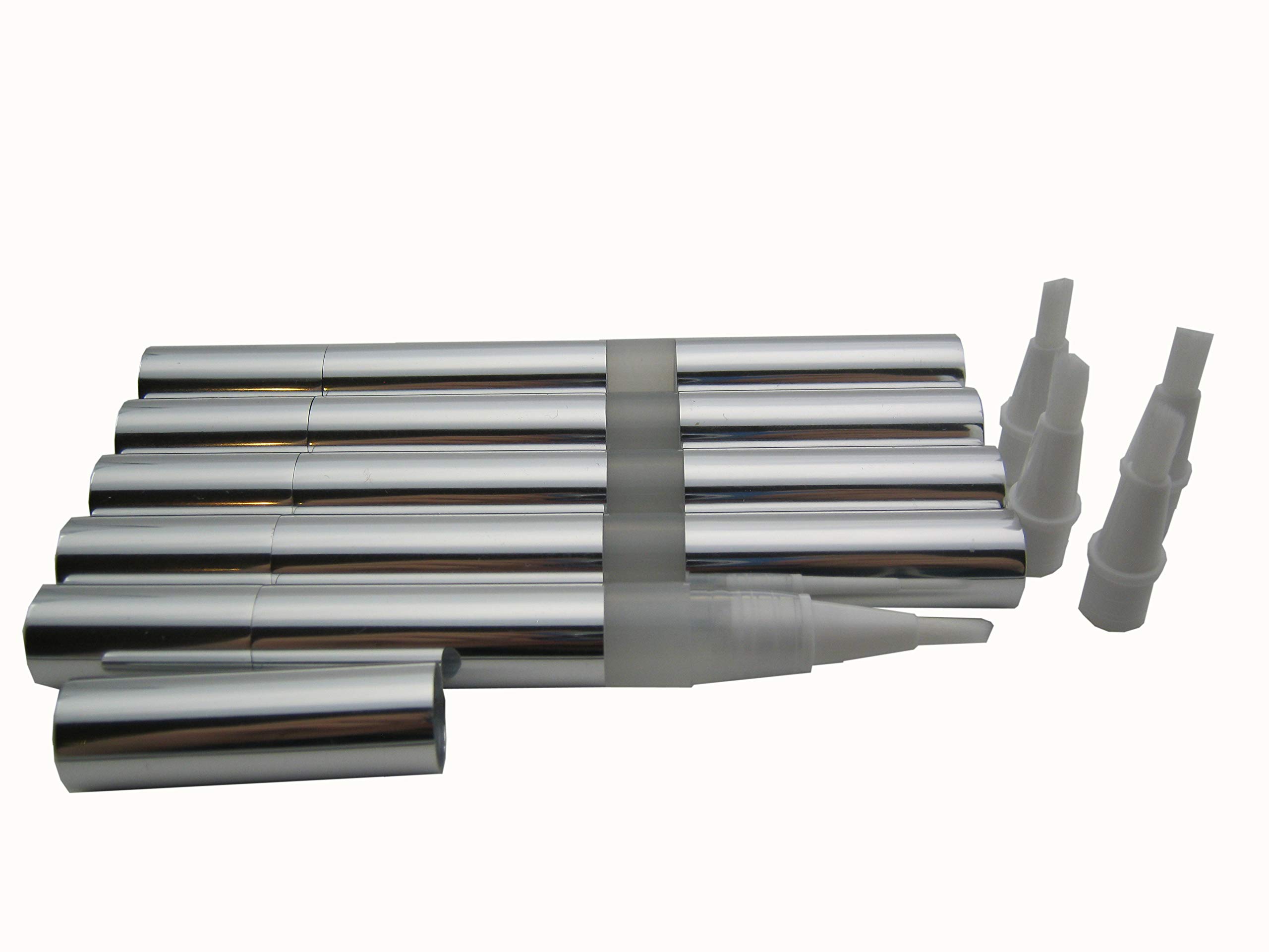 Bob-Jerry 5 Pack 2 ML Platinum Color Sleek Empty Transparent Slit Twist Lip Brush Pen Container with Flat Cap and Brush Tip and for Nail Oil Lip Gloss Cosmetic Liquid