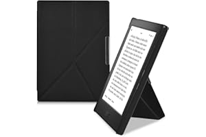 kwmobile Origami Case Compatible with Kobo Aura H2O Edition 1 Case - Slim PU Leather Cover with Stand - Black