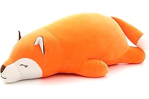 Niuniu Daddy Fox Stuffed Animals Not Weighted, Cute Big Lying Fox Plush Toy, 18.1in Kawaii Soft Plushies, Hugging Body Pillow for Christmas/Birthday/Party Gifts Presents for Kids Girls Boys Adults