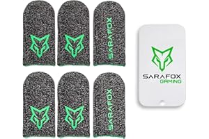 Sarafox V9 Gamer Finger Sleeves - 6 Pieces with Metal Case - Ultimate Gaming Thimble for Precision & Comfort (Gray-Green)