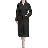 PAVILIA Women Waffle Knit Kimono Robe, Soft Cozy Breathable Lightweight Long Bathrobe with Side Pockets for Shower Spa House