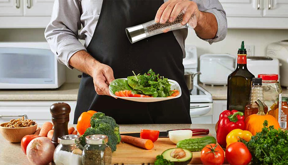 Manual Salt or Pepper Grinder, CUSIBOX Stainless Steel Salt and Pepper Mill Grinder Shaker with Adjustable Coarseness