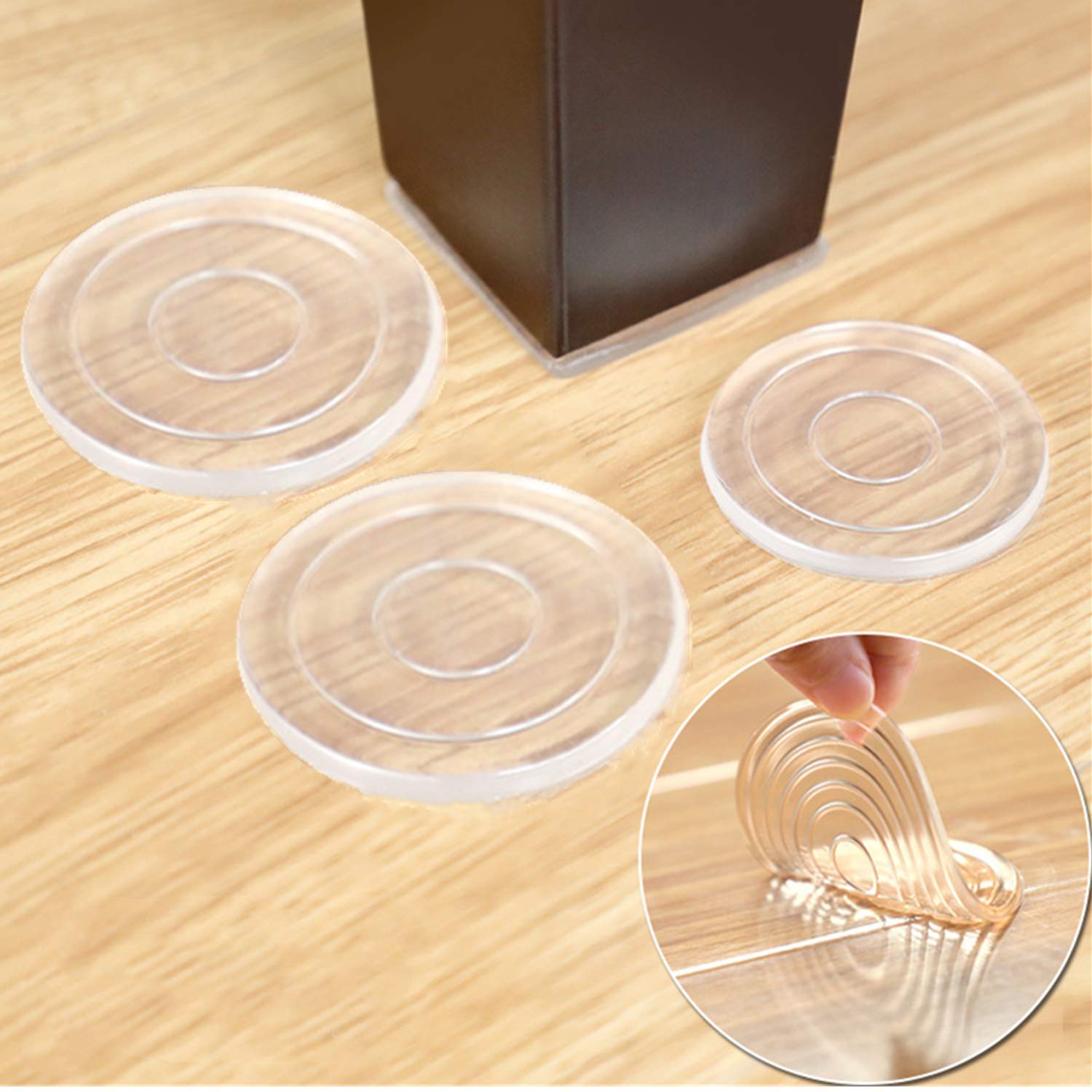 Non Slip Furniture Pads - 8 pcs 3” Furniture Grippers SelfAdhesive Silicone Feet Furniture Legs - Anti Slip Floor Pads Non Skid Furniture Stoppers Floor Protectors for Fix in Place Furniture (Round)