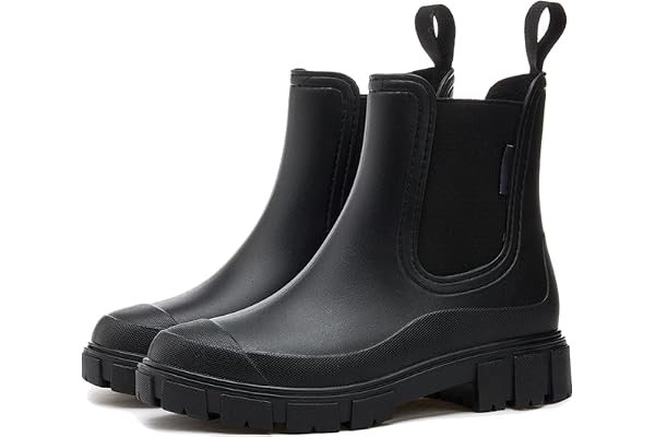 OWIF Rubber Rain Chelsea Boots Women Waterproof Garden Work Shoes | Non-slip,Comfortable, Ankle Bootie,Hiking
