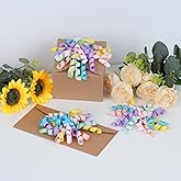 YKW Pastel Curly Gift Bows for Wrapping - 6 Pack Large 4" Self Adhesive Grosgrain Ribbon Bows for Presents, Birthday, Party Favors, Treat Bags & Gift Bags Decorations