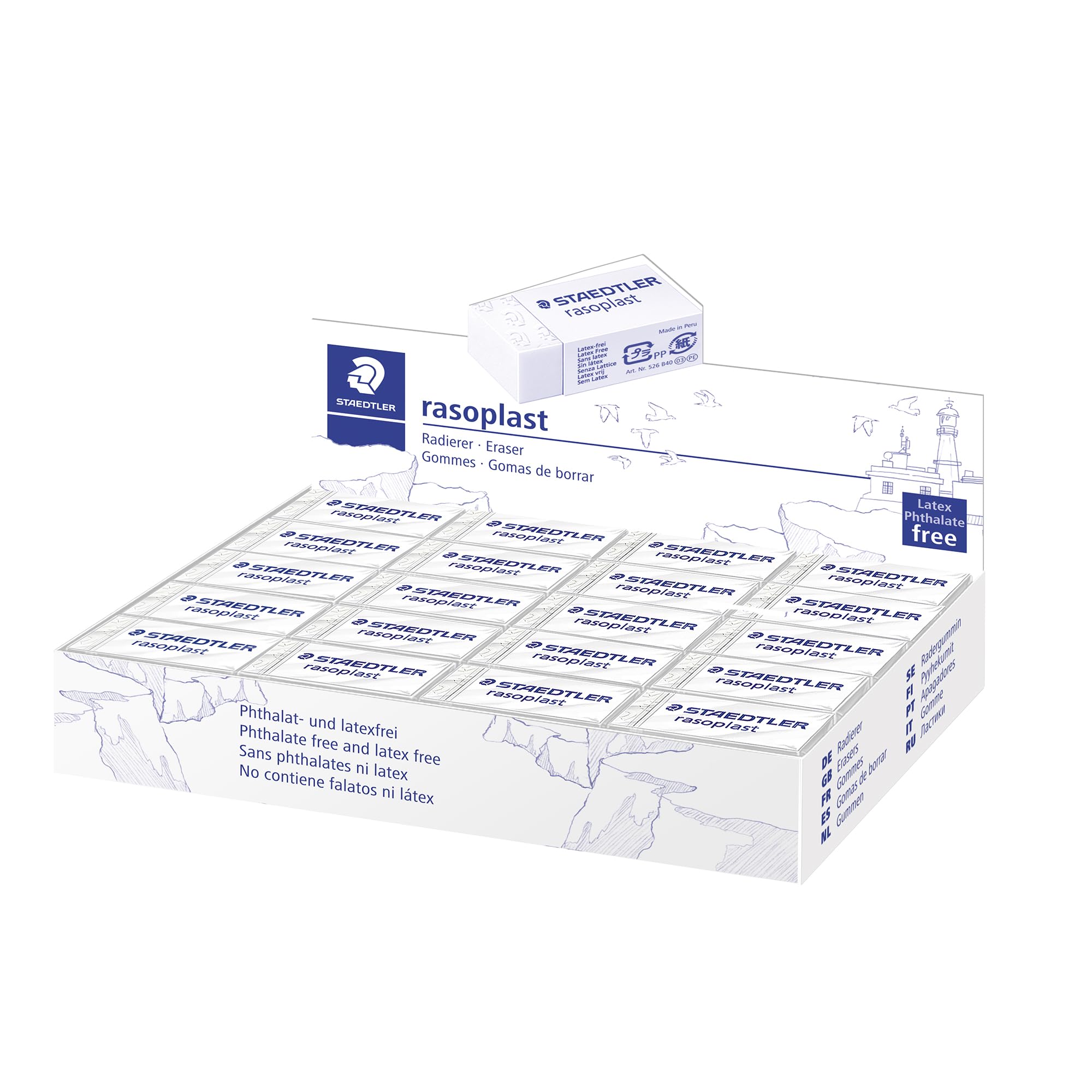 STAEDTLER 526 B40 rasoplast erasers Box of 40, White