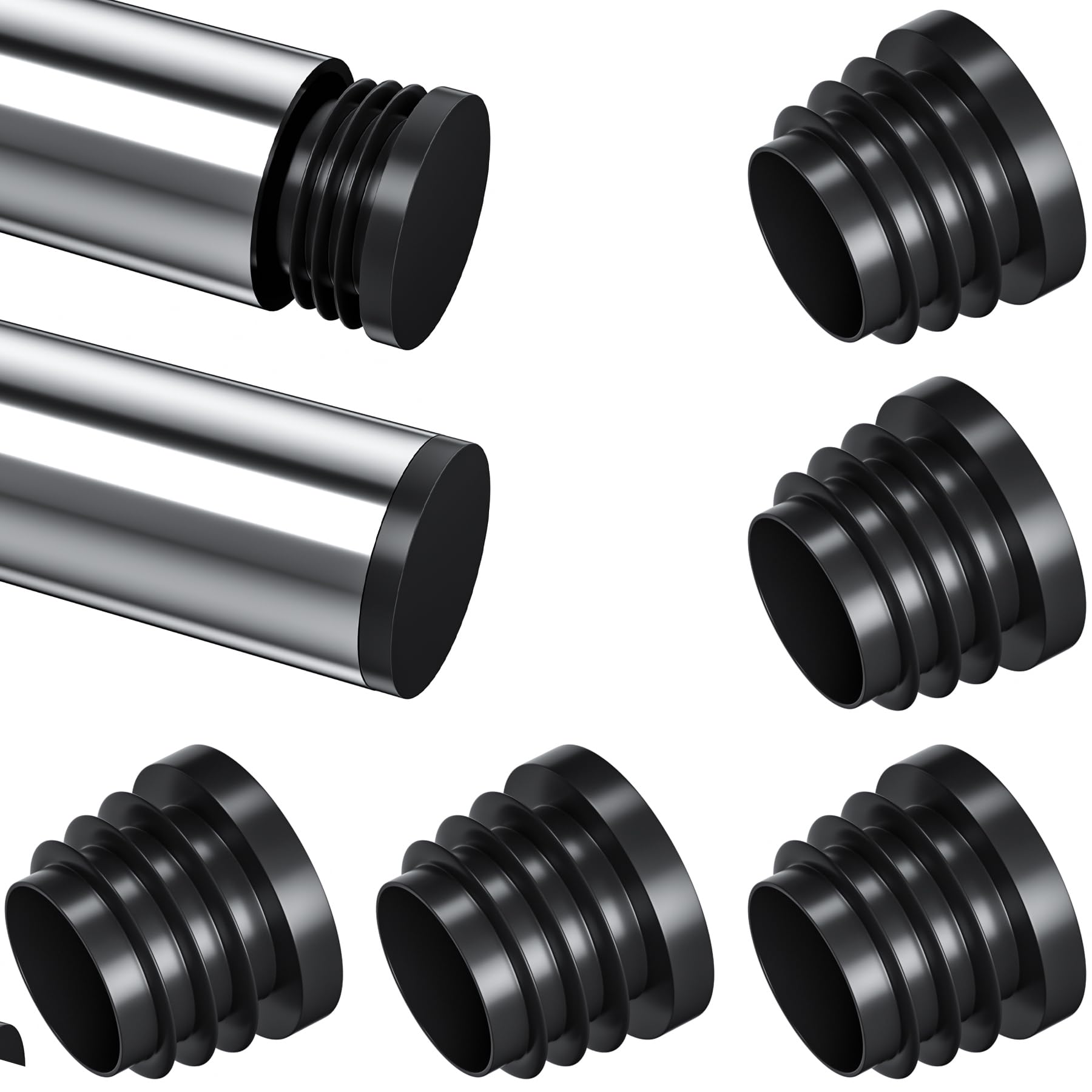28 PCS Black Round Tube Plastic Plugs End Caps (19mm)