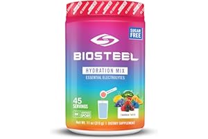 BioSteel Zero Sugar Hydration Mix, Great Tasting Hydration with 5 Essential Electrolytes, Rainbow Twist Flavor, 45 Servings per Tub