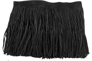 KEHUADIY 3 Yards 6 Inch Double Side Suede Tassel Fringe Trim, Faux Leather Fringe Trim for DIY Sewing Craft Garment Hem Accessories Handbag Boots Embellishment Decoration (Black)