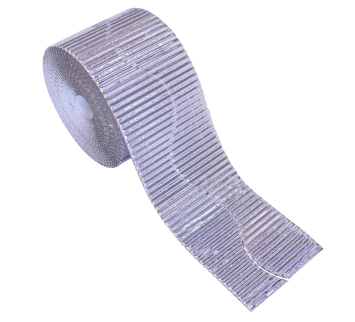 Bright Ideas Corrugated Border Roll for School Displays, Metallic Silver, 57mm x 7.5m (15m When Split), BI8203