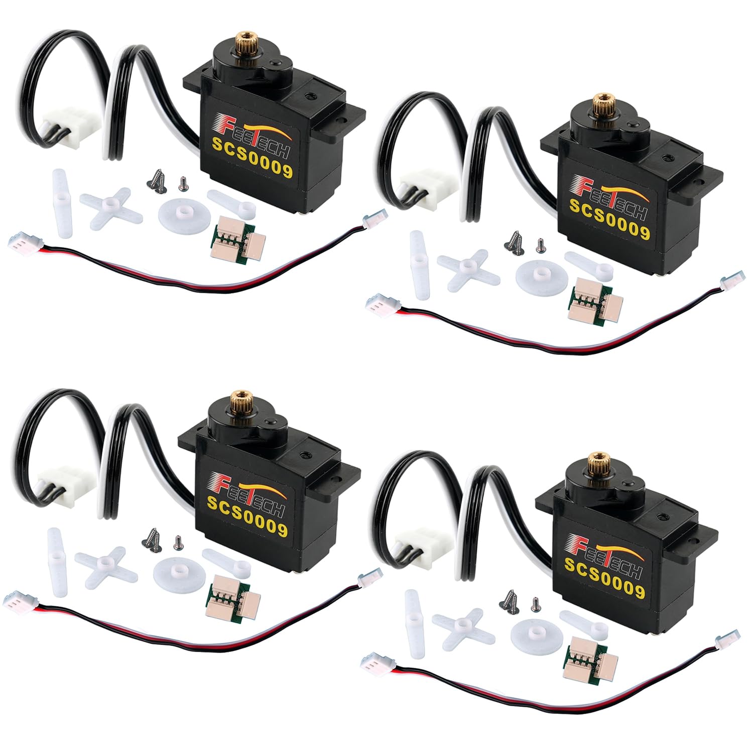 Stemedu 2.3kg SCS0009 Serial Bus Digital Servo with 330° Angle Sensor, Feedback for Position/Speed/Load/Voltage/Temperature, Single Shaft Micro Servo for Robot Arm & Finger Thumb (Pack of 4pcs)
