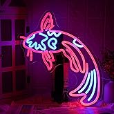 Koi Fish Neon Sign Koi Carp Neon Lights Japanese Fish Led Neon Red Blue Lucky Fish Neon Signs for Wall Decor 17”x9.5”with USB/Switch for Bar, Restaurant, Office, Living Room