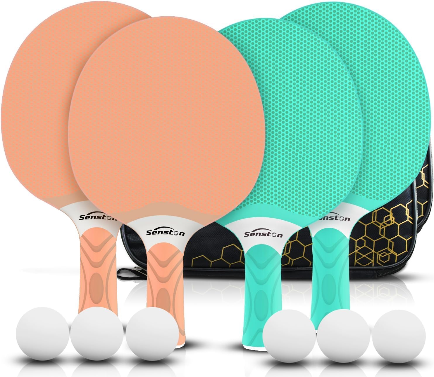 Senston Table Tennis Rackets Set,Professional Ping Pong Paddle Set for 2-4 Players, Composite Rubber Ping Pong Paddle, Indoor or outdoor games.