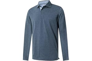 VEBOON Men's Polo Shirts Long and Short Sleeve Cotton Blend Heather Moisture Wicking Casual Collared Shirts