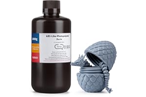 ELEGOO ABS-Like 3D Printer Resin, 405nm UV Curing Photopolymer Resina for Mars Saturn Jupiter MSLA DLP LCD Impresora with High Tenacity, Grey 1000g