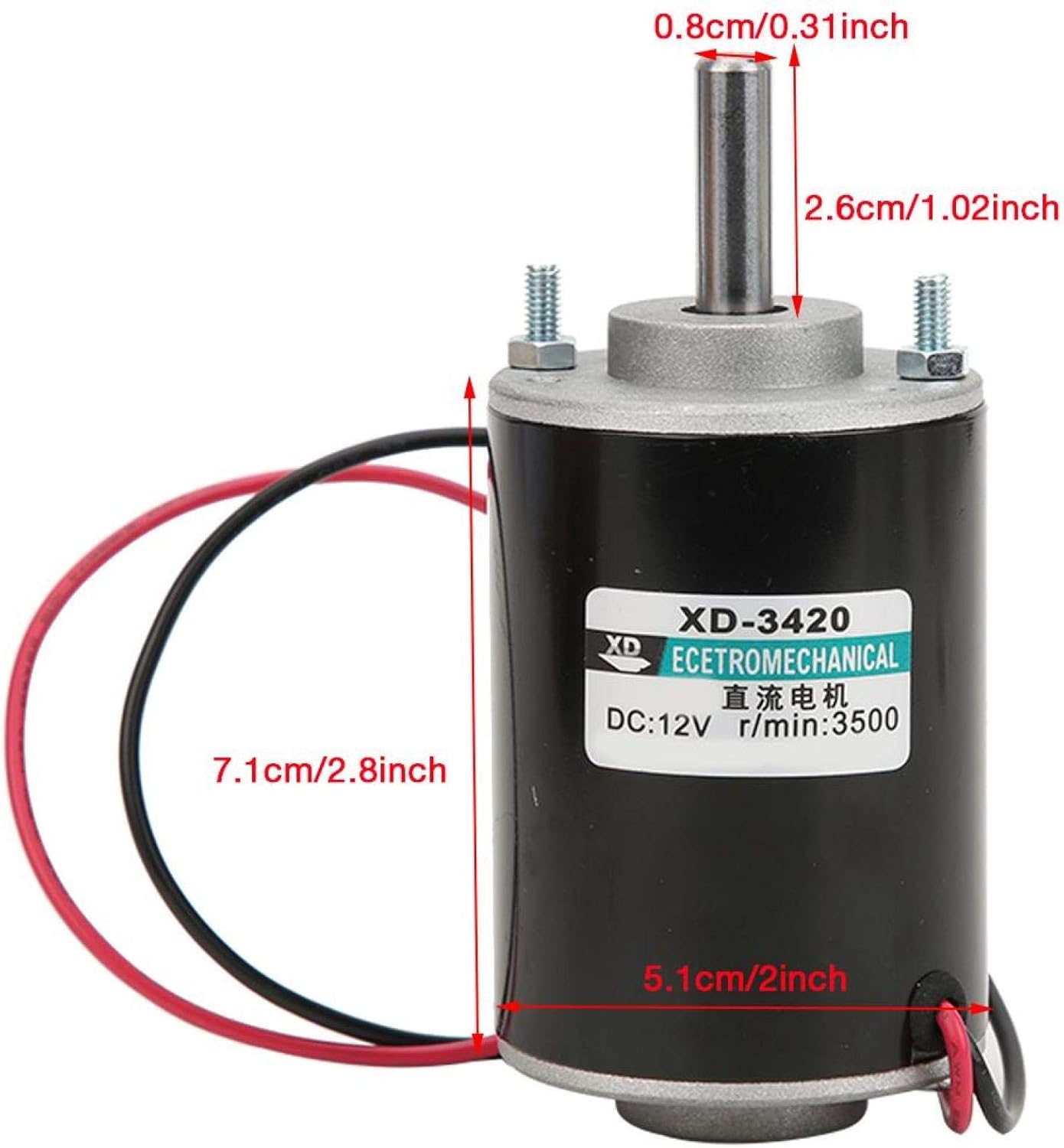 Walfront High Torque DC Motor 12V 3000RPM Permanent Magnet Motor High Speed CW/CCW (12V DC 3000RPM), Black: Clothing