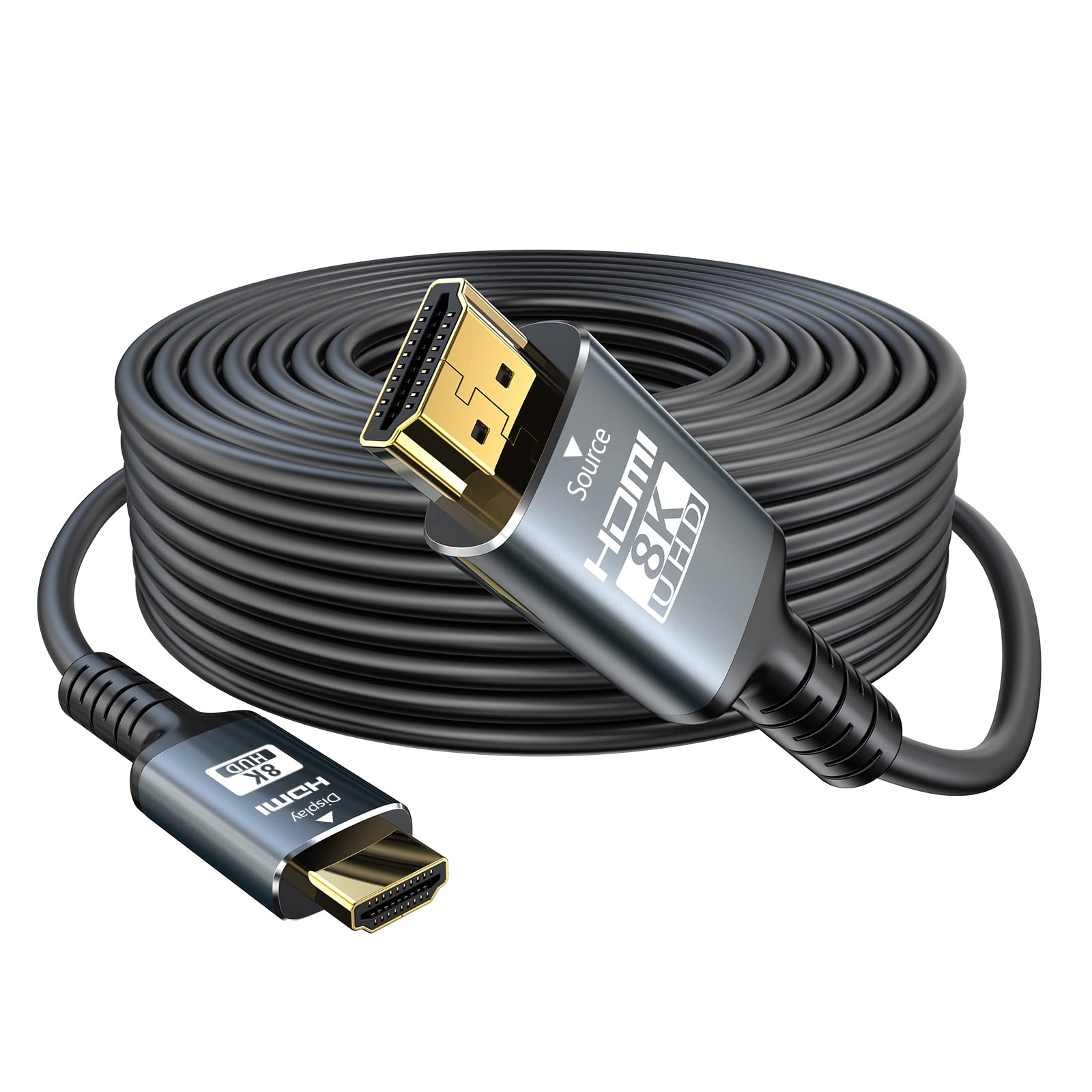 Eareyesail 8K HDMI Cable 25M, 48Gbps Fiber HDMI 2.1 Cable in-Wall CL3 Rated Support 8K@60HZ/4K@120Hz,eARC Dynamic HDR,HDCP 2.2/2.3,3D,VRR Compatible for PS5/PS4/X-Box/Roku TV/RTX3080/3090 — image 1