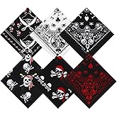 YARIEW Bandanas for Women Men 6 Pack 22"x22" Cotton Bandana Red Black White Bandana for Cowgirl Outfits Western Accessories