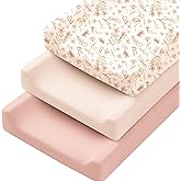 Konssy 3 Pack Stretchy Changing Pad Covers for Girl, Boy, Silky Soft Changing Table Cover, Breathable Baby Nursery Diaper Chang Pad Sheets (Pink Spring)