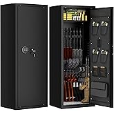 INTERGREAT 12-15 Gun Safe, Large Gun Safe for Rifles and Pistols, Quick Access Rifle Safe with 3 Removable Gun Racks and 4 Pistol Pockets, Digital Gun Cabinet with Dual Alarm and Sleep Mode