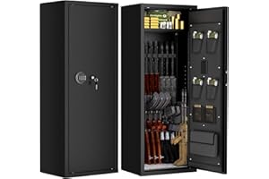 INTERGREAT 12-15 Gun Safe, Large Gun Safe for Rifles and Pistols, Quick Access Rifle Safe with 3 Removable Gun Racks and 4 Pistol Pockets, Digital Gun Cabinet with Dual Alarm and Mute Mode