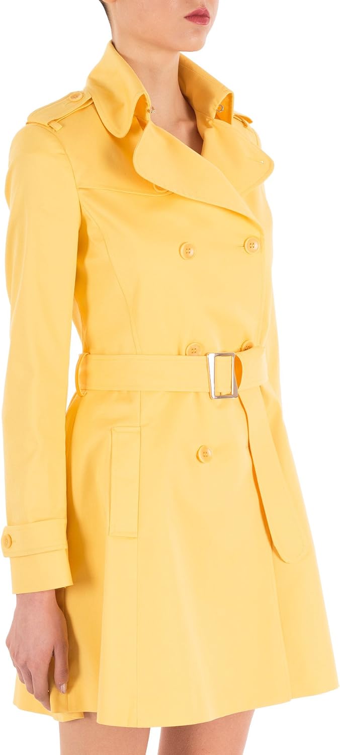 VENTIFIVE Yellow DoubleBreasted Women's Trench Coat Amazon.co.uk