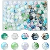 MakemadeDIY 200Pcs Imitation Pearl and Bayberry Beads for Bracelets Making 10mm Round Disco Ball Colorful Loose Acrylic Beads Craft Supplies for Home Decoration Jewelry Necklaces Earrings Crafting