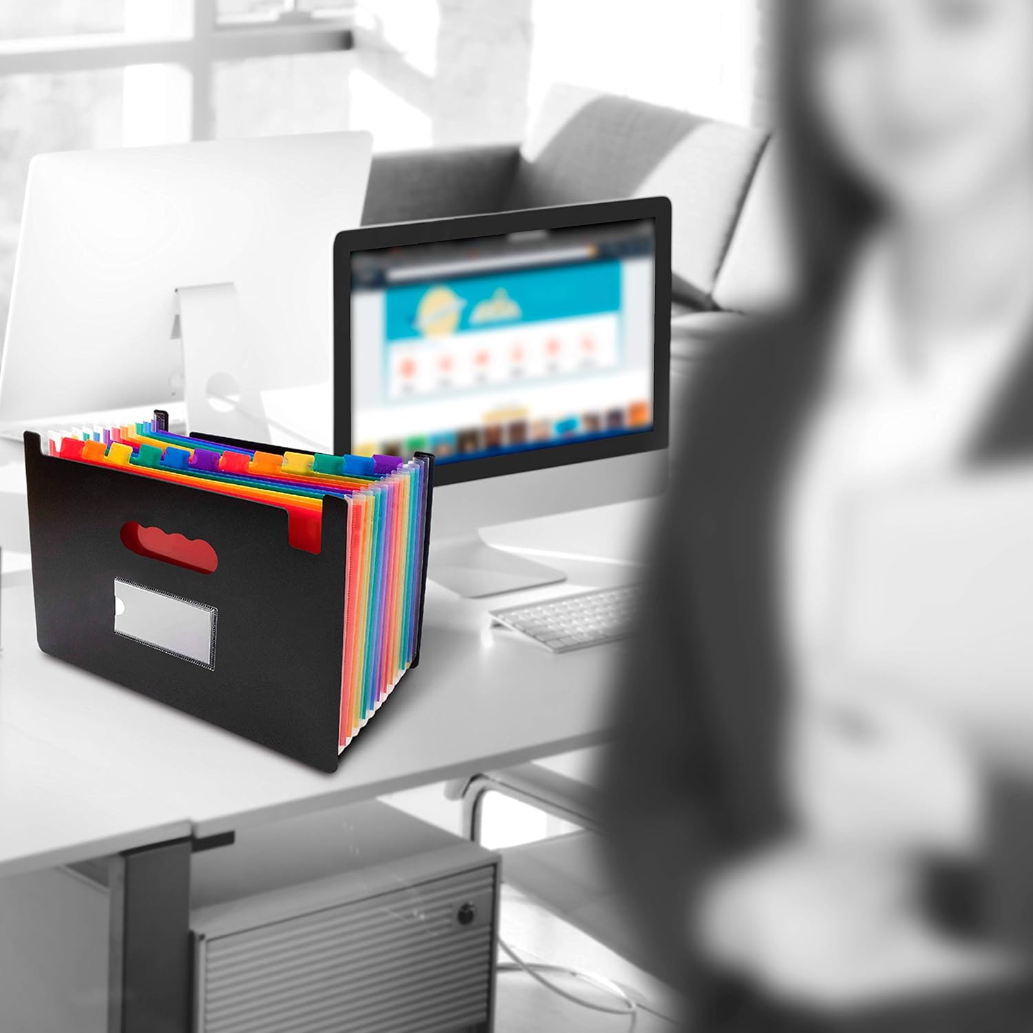 Accordian File Organizer, Expanding File Folder, File Folder Organizer, Paper Organizer Folder, File Organizer Box, File Organizer, Paper Bill Receipt Organizer fits A4 Letter Size (12 Pockets) : Office Products