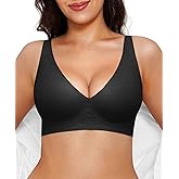 Popilush Wireless Bras Women Seamless No Underwire Push Up Bra Supportive Deep V Bralette Everyday Comfortable T-Shirt Bra