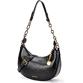 Women's Crescent-Shaped Shoulder Bag Elegant PU leather crossbody bag with gold chain, suitable for everyday wear and travel
