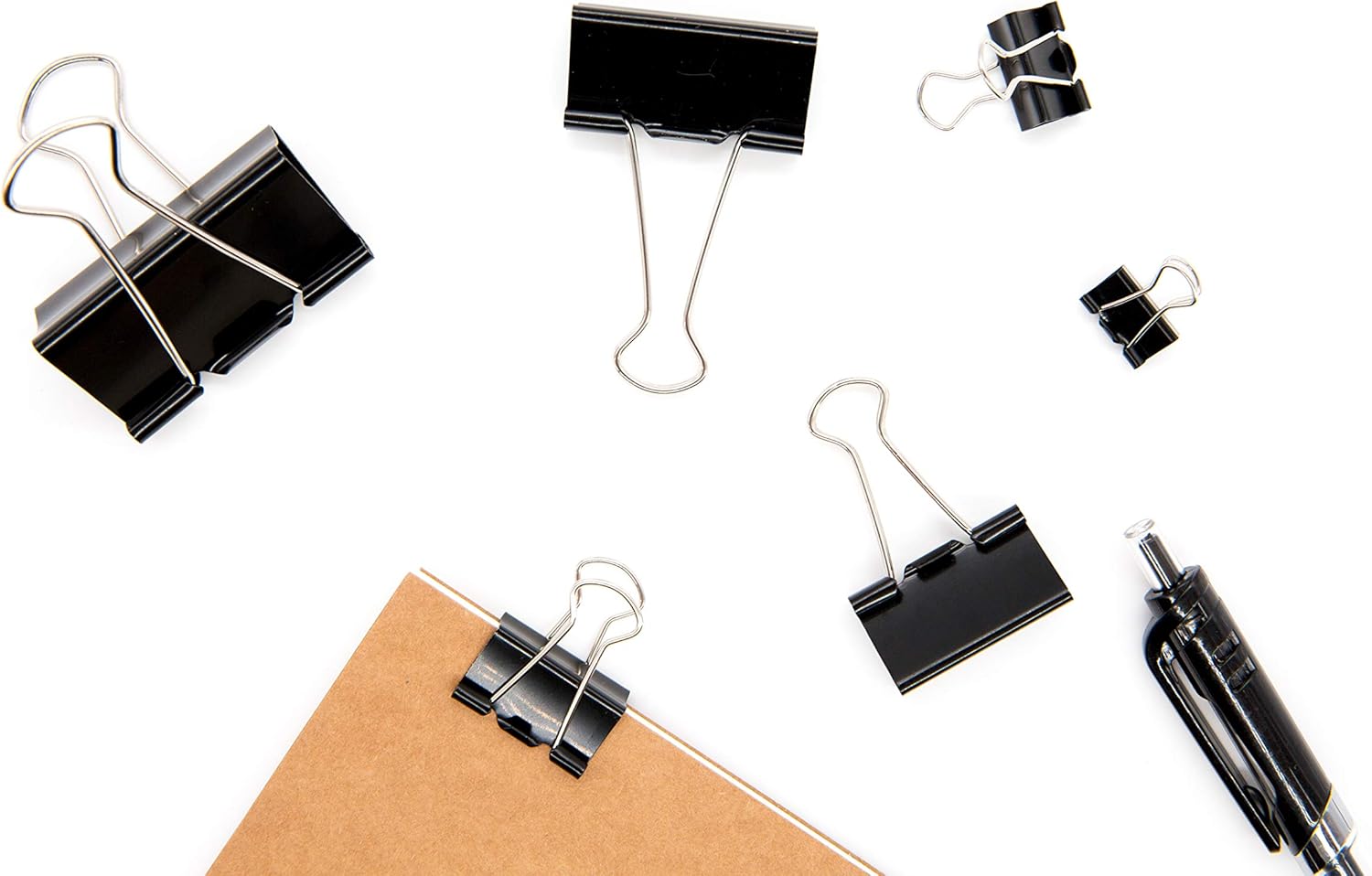 DSTELIN Binder Clips Paper Clamps Assorted Sizes 100 Count (Black), X Large, Large, Medium, Small, X Small and Micro, 6 Sizes in One Pack, Meet Your Different Using Needs : Office Products
