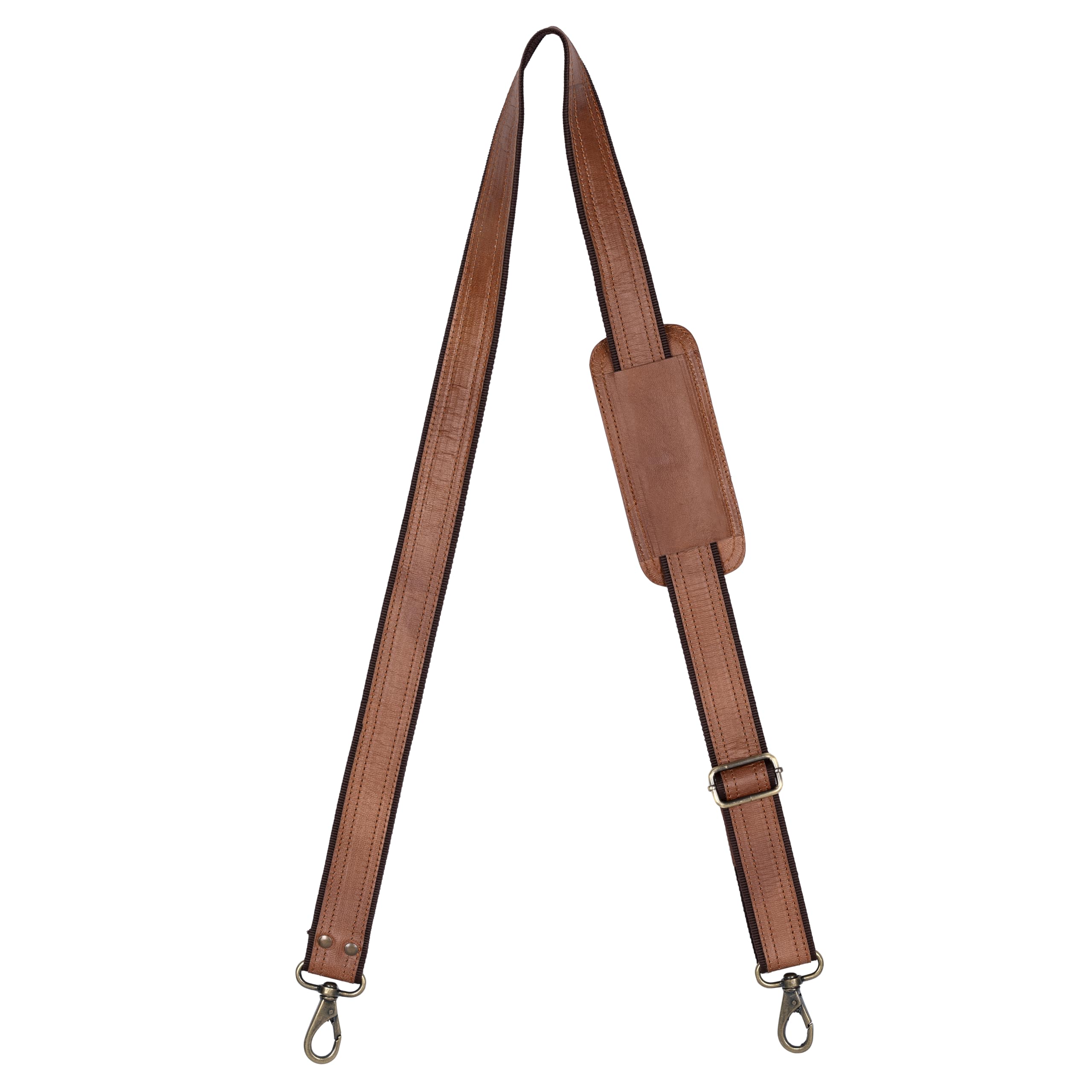 Hell Blues Bag Shoulder Strap - Genuine Leather with Brass Swivels Adjustable 57" Universal Replacement Strap for Laptop Bags, Luggage Duffel, Crossbody (145 cm) (Tan Brown)