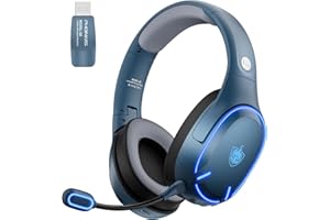 Wireless Gaming Headset for PC, PS5, PS4, Switch, Over Ear Wireless Gaming Headphones with Noise-canceling mic, 7.1 Stereo So