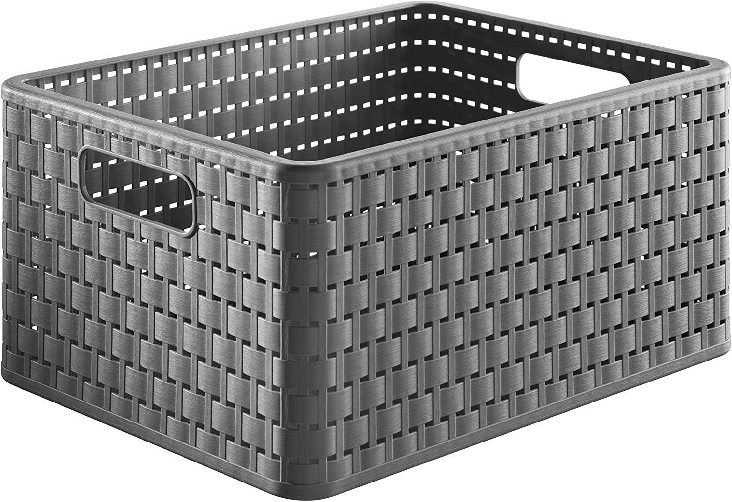 Rotho Country Aufbewahrungskiste 18l in Rattan-Optik, Kunststoff (PP) BPA-frei, anthrazit, A4/18l (36,8 x 27,8 x 19,1 cm)