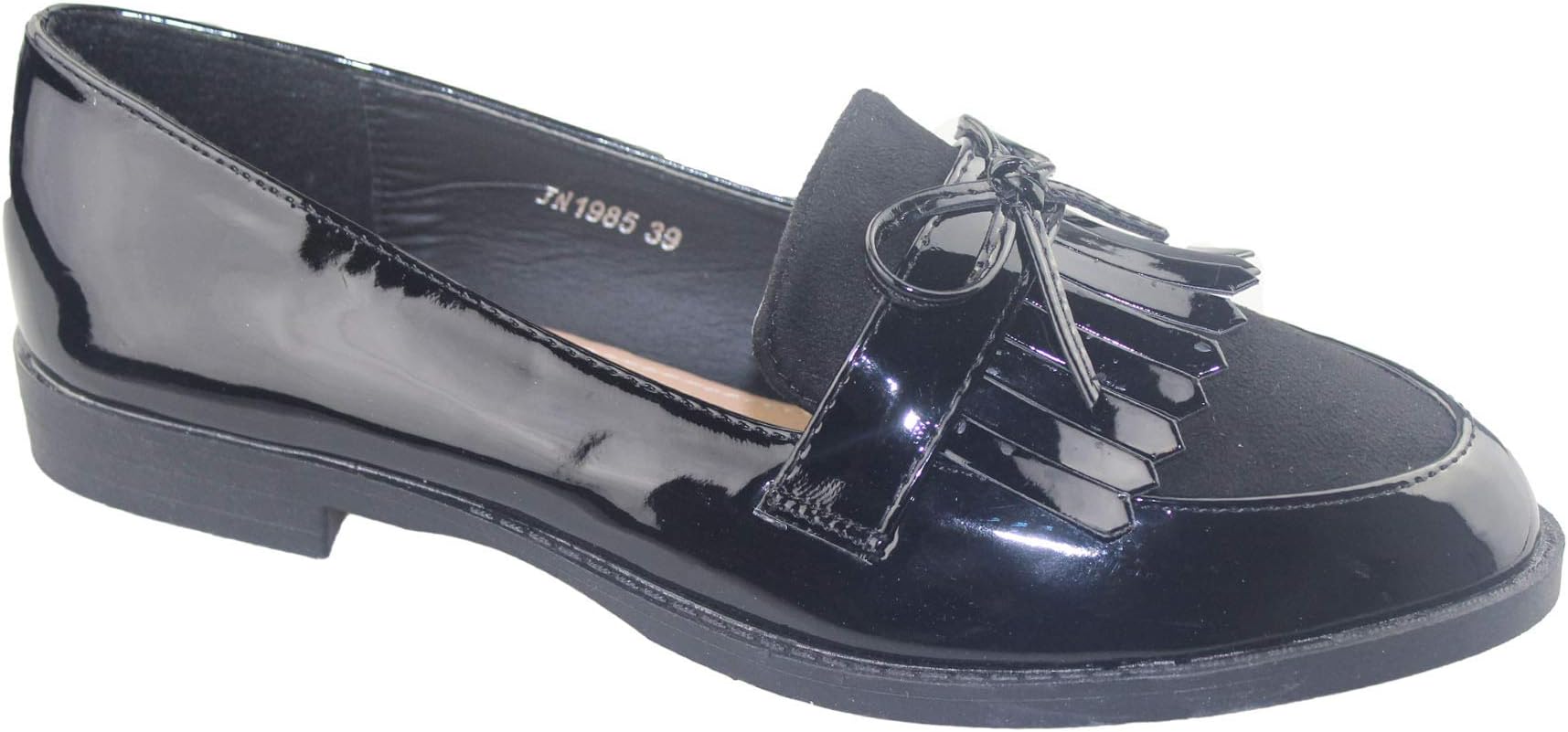 KOLLACHE Womens Slip On Tassel Ladies Casual Patent Flat Oxford Loafers Vintage Brogues Pumps Shoes Size