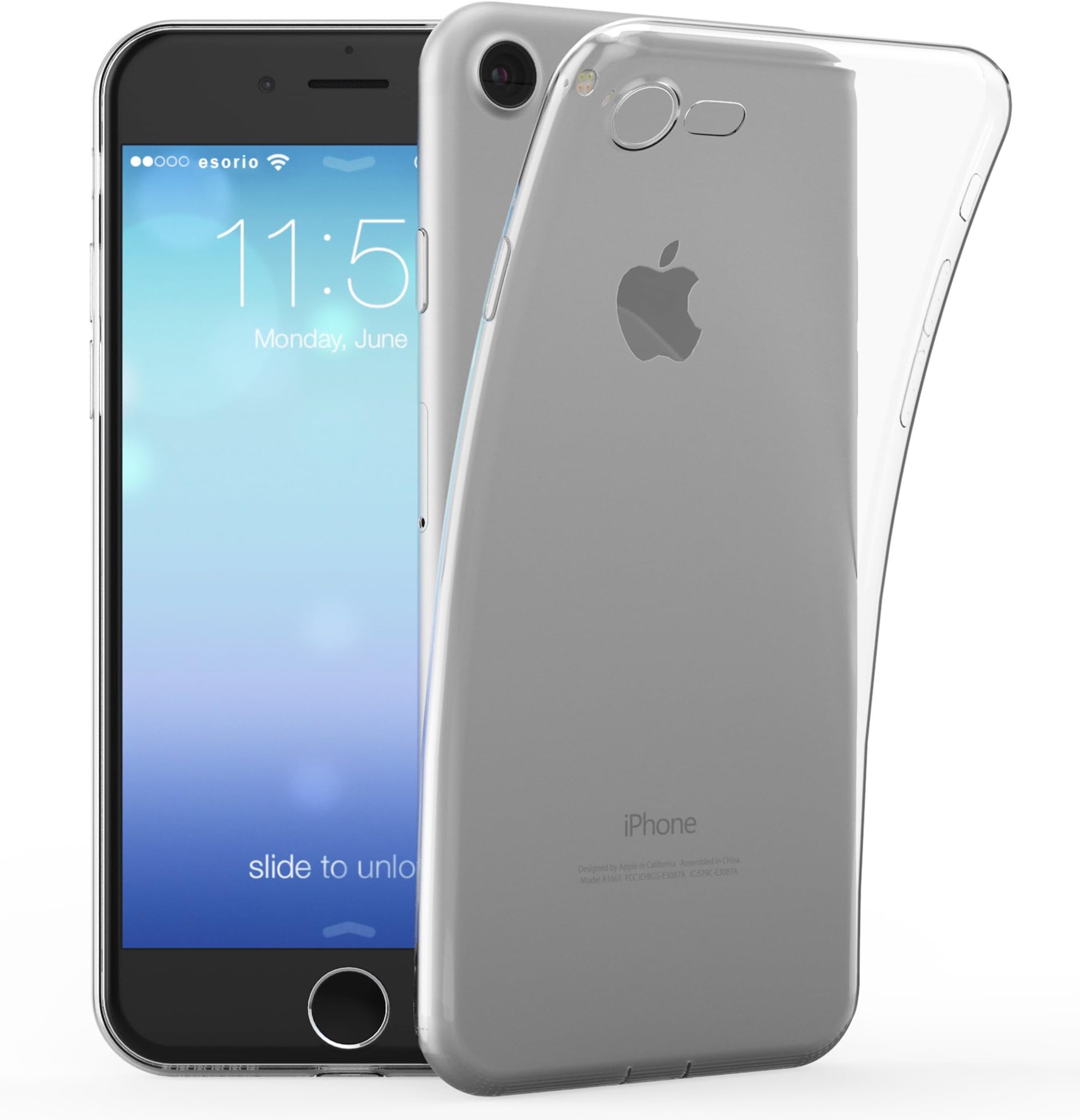 esorio® Apple iPhone 7 case with camera protection + lightning dust protection in transparent